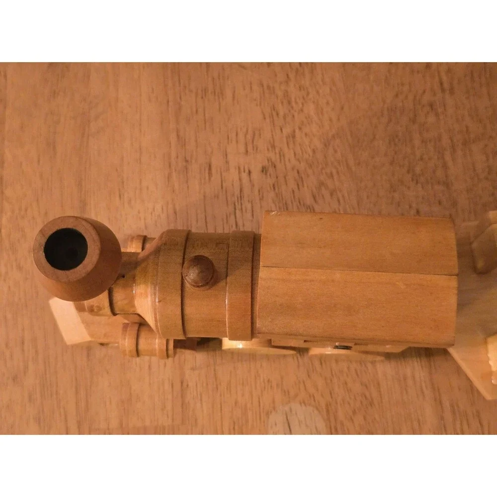 Vintage Handcrafted Wooden Train Steam Locomotive No. 2 & Tender Car - Artist...